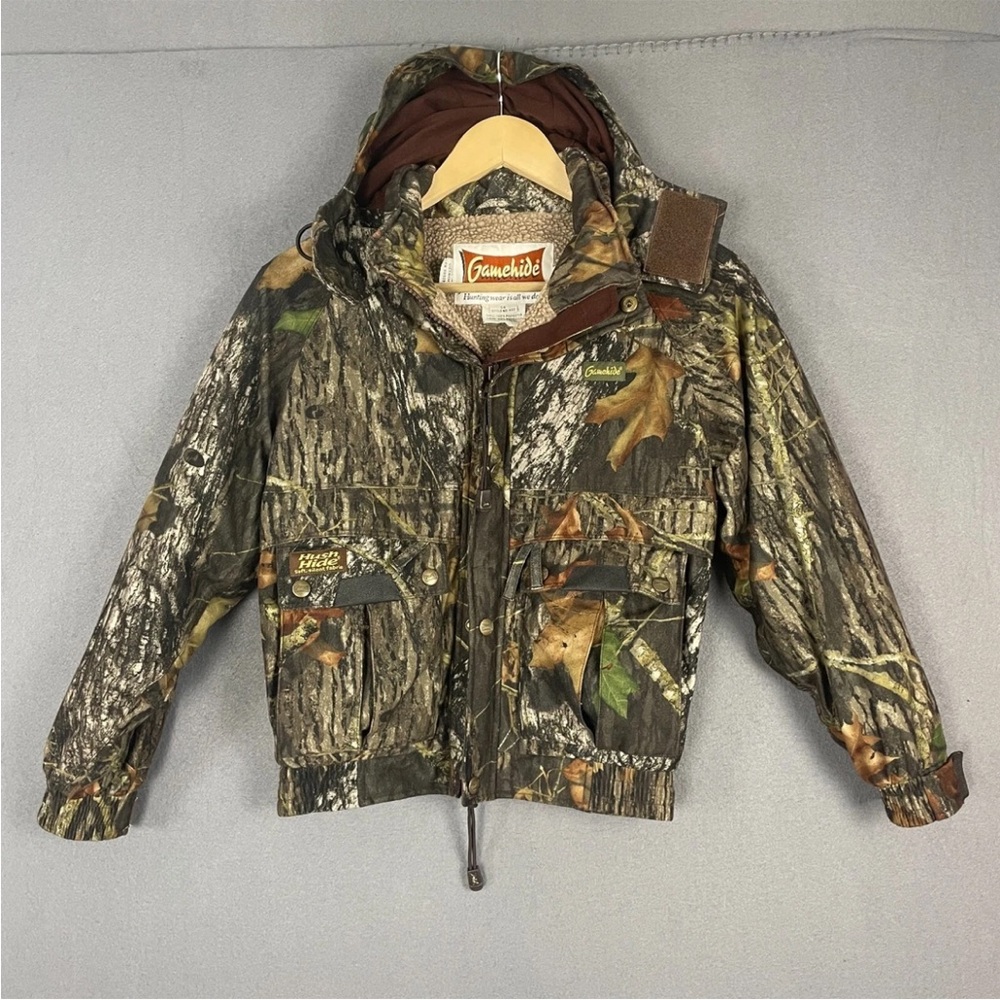 Gamehide Jacket Kids Medium Brown Fleece Hunting Long Sleeve Full Zip Hooded